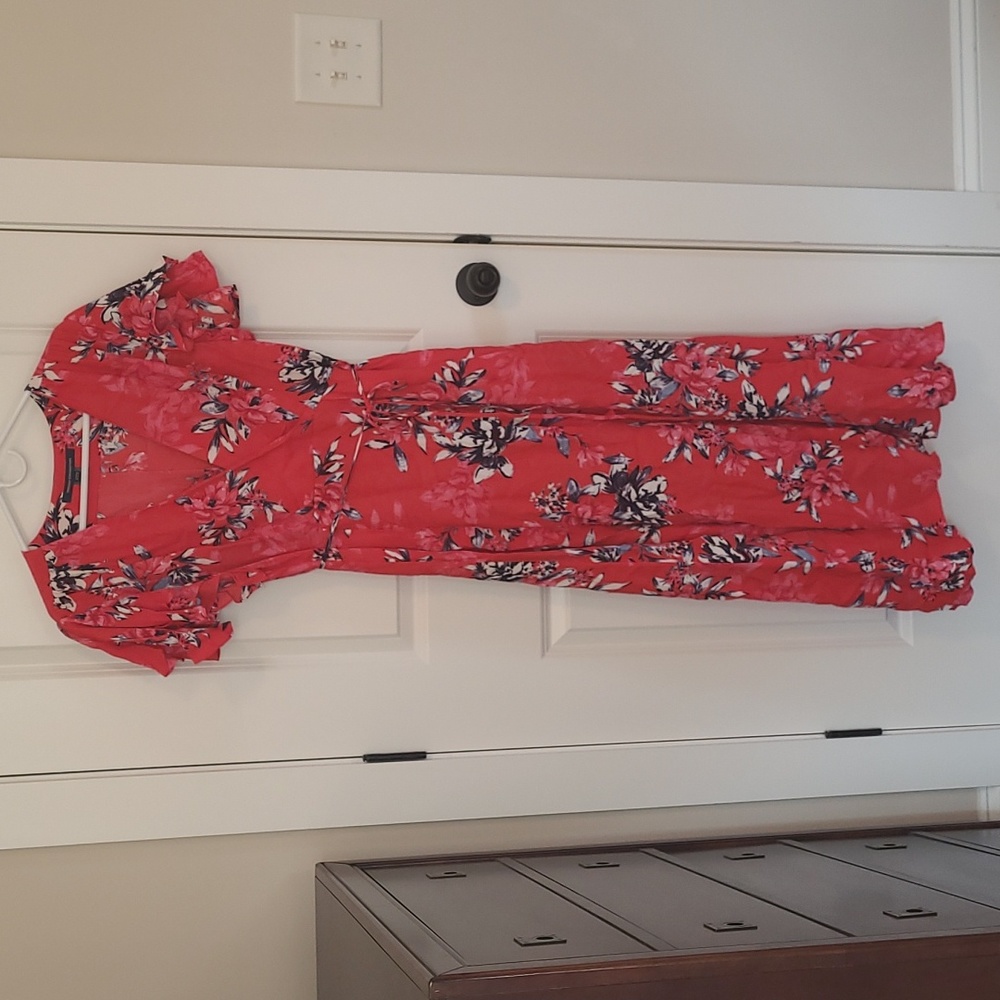 French Connection Red Floral Dress, Size 12